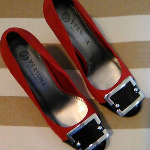 Versona Accessories Red and Black Heels - Picture 1 of 10